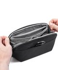 Small Wash Pouch Travel Toiletry Bag Weatherproof With Upright Or Hanging Design, Wide UltraZip Opening, mesh pockets visible inside