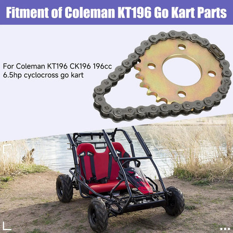 Beefed-Up 420 Chain Sprocket Kit With 25T Sprocket And 32 Link Chain Plus 10T Sprocket 5/8 Bore for Coleman KT196 Go Kart