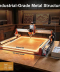 Beefy Desktop CNC Router Machine Featuring A 500W Brushless Spindle built for marathon engraving with industrial-grade metal structure.
