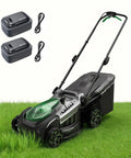 18 Inch 40V Cordless Lawn Mower With Brushless Motor Delivers Gas Like Cuts For Real Mulch Or Bag Six Easy Height Settings Dual 5Ah Batteries Included Quiet Low Maintenance For Small To Medium Yards, shown with batteries