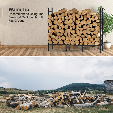 Heavy Duty Firewood Rack For Indoor And Outdoor Use Built Tough Log Holder Stand With Weather Resistant Tubular Steel Cradle