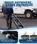 Beefy 7000 Lbs Portable Car Lift for Trucks, SUVs, and Sedans with foldable design and four wheels for easy storage and mobility.