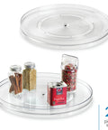 14.5 Inch Lazy Susan Organizer Set Of 2 Large Turntables For Cabinets Or Pantries With Smooth Ball Bearing Rotation, clear design