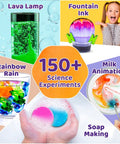 Mega 150 Science Experiment Kit For Kids With Hands On Chemistry And STEM Fun, featuring colorful experiments for ages 6-14