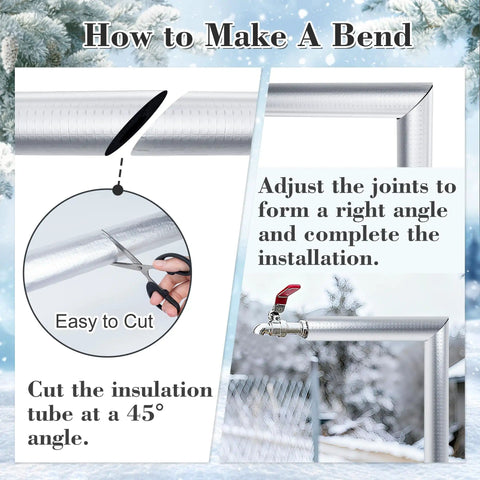 Image showing how to cut and bend Self Adhesive Slit Foam Pipe Insulation Tubes For Spigot And Outdoor Pipes Freeze Protection Water Heater Lines Three Pack Easy Cut To Fit Three Quarter Inch Diameter