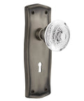 Prairie Plate With Keyhole Crystal Egg And Dart Door Knob Set In Antique Pewter, 2.75 Inch Finish for interior doors