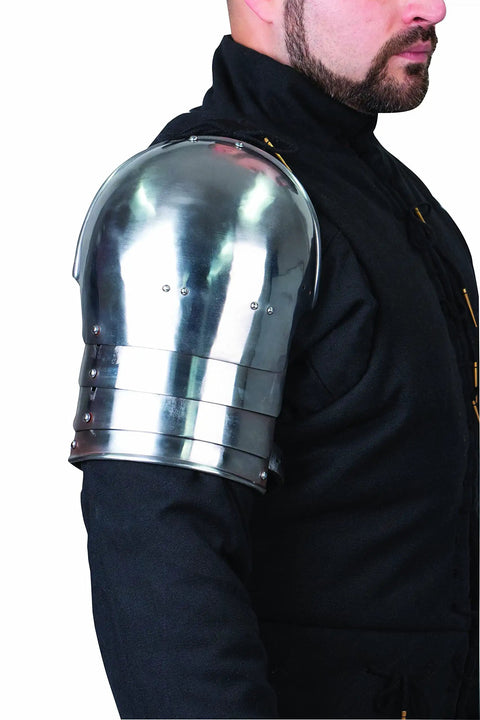 18-Gauge Steel Transitional Pauldrons With Soft Leather Straps For LARP, Cosplay, And Reenactment - Battle-Ready, Flexible Armor