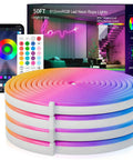 Neon Rope Lights 50Ft RGB LED Strip IP67 Waterproof DIY Design Friendly Music Sync 44 Key Remote Multiple Modes