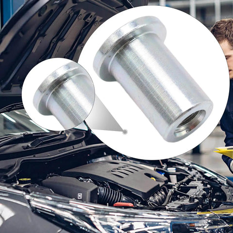 Built Tough M8 X 25mm Top Hat Threaded Insert Sleeve Nut Designed For Welding And Metal Fabrication With Rock Solid Strength And No Sweat Install, detailed view in automotive setting.