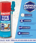DIY Friendly Tite Foam Window And Door White Insulating Sealant High Density Expanding Foam For Gaps And Cracks Weatherproof Your Home 12 Fl Oz Can with features highlighted