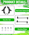 Beefed-Up Front Lower Control Arm Sway Bar Kit With Ball Joints For 2010-2017 Chevy Equinox And GMC Terrain Heavy-Duty Steel Suspension Links 4-Piece Direct-Fit Replacement, with arms, links, and hardware