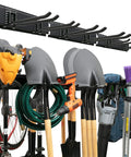 51 Inch Heavy Duty Garage Wall Organizer Rack With Adjustable Double Layer Hooks Carbon Steel Wall Mount For Shovels Rakes Ladders And Power Tools Holds Up To 320 Lbs Space Saving Tool Storage For Home Shed