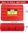 Pro Grade Eight Piece Impact Socket Adapter And Reducer Set With Heavy Duty Steel Build, red storage case, dimensions shown.