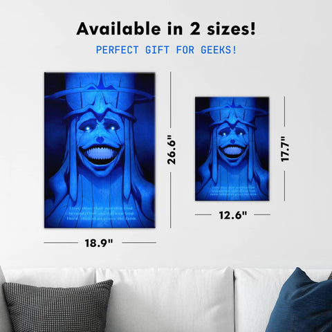 Legendary Solo Leveling God Statue Printed Metal Poster For Gamers And Anime Crew Rust Free Wall Art, sizes 18.9" and 26.6".
