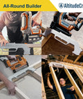 Heavy Duty 16 Inch Stud Layout Tool And Precision Framing Jig For No Sweat Construction Spacing Pro Builder Essential Wood Wall Measuring Guide in use on a framing job.