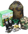 Outdoor Adventure Kit For Kids With Real Walkie Talkies, Binoculars, Flashlight, Compass, Magnifier, Whistle, Camouflage Hat And Backpack For Backyard Missions, Park Explorations, And Indoor Quests displayed.