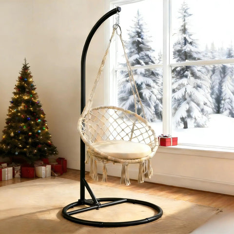 Beefy Heavy Duty Hammock Chair Stand Steel Frame Supports Up To 330 Lbs For Egg Chair Or Swing Chair Indoor Outdoor Use On Patio