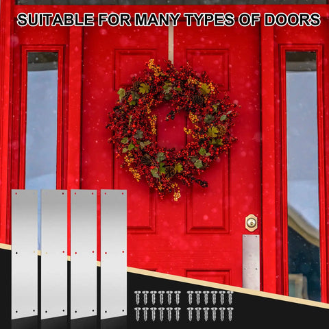 Tough As Nails Stainless Steel Door Push Plate 4 Pack 16 X 4 Inch Heavy Duty Knock Guard Wall Saver With Mounting Hardware Rust Proof Kick Plate Built To Stand Up To Daily Grind
