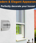 Stainless Steel Wall Mount Locking Mailbox With Key Lock, Large Capacity Outdoor Mailbox With Newspaper Holder installed by window