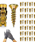 6x14mm Short Expansion Screw Set For Cabinet Hinge Repair And Stripped Thread Restoration, gold screws and anchors displayed