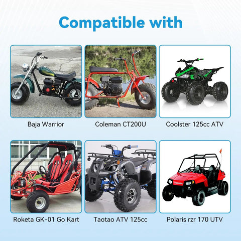 Image showing Baja Warrior, Coleman CT200U, Coolster 125cc ATV, Roketa GK-01 Go Kart, Taotao ATV 125cc, Polaris rzr 170 compatibility.