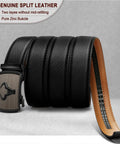 Men's Ratchet Leather Belt For Dress And Casual Wear, 1 3 8 Inch Wide, Black, Adjustable From 32 To 38 Inches, Cut To Fit Size