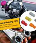 Dirt Bike Swingarm And Linkage Bearing Grease Tool Kit With 16mm 18mm 20mm 22mm Adapters For 125cc To 500cc Dirt Bikes Pro Grade Bearing Maintenance Kit shown with adapters and rider image.