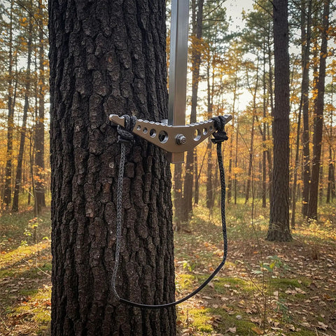 4 Pcs Climbing Stick Aiders For Hunting Daisy Chain Single Step Aider 800 Lb Capacity attached to tree trunk