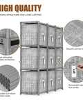 9 Cube Storage Organizer With Printed Fabric Drawers And Labels Large Capacity Cubby Shelf For Closet Living Room Dorm And Craft Yarn In Grey