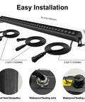 Linkable LED Light Bar Outdoor Color Changing 40 Inch RGBCW Wall Washer Light 180W with cables and connectors visible