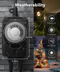 Outdoor Timer Outlet Waterproof 24 Hour Mechanical Light Timers For Exterior Outlets With Two Grounded Outlets Weatherproof