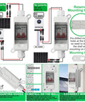 Installation guide for 32 Amp 500V DC Solar Disconnect Switch With Plug and Play Connector In IP65 Waterproof Box shown on rooftop