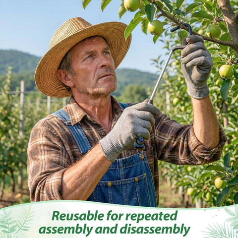 Man using 50 Pcs Fruit Tree Limb Spreaders 7 Inch Branch Puller Kit With Hose Protection For Tree Training Shaping Seedlings And Flowers Durable Construction For Easy Setup And Long Lasting Garden Use on apple tree branch.