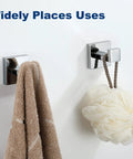 Heavy Duty Built Tough Stainless Steel Towel Hooks 4 Pack Chrome Polished Square Wall Mount Hangers For Bathrooms And Kitchens SUS304
