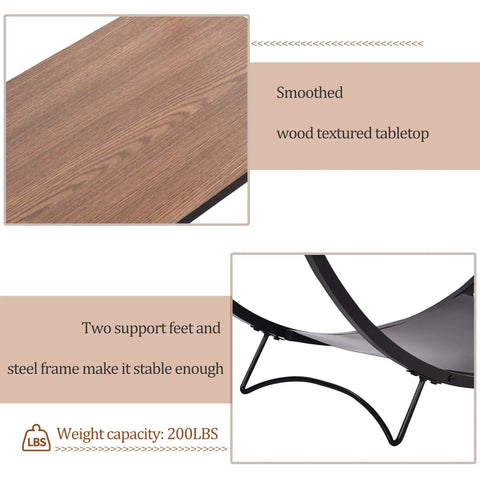 Built Different Industrial Half Circle Console Table For Entryway Heavy Duty Steel Frame Rustic Wood Two Tier Hallway Sofa Table With Smart Organized Storage Shelves Brown wood textured tabletop with steel support feet