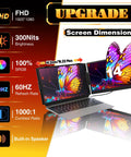 Ultra Thin 0.27 Inch Dual Portable Monitor For Laptops, 14 Inch FHD IPS Second Screen with laptop, butterfly image display