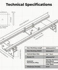 Technical specifications of Heavy Duty Aluminum Router Sled For Slab Flattening 47 Inch 3 Axis Height Adjustable Wood Planing Jig