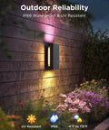 Totally Transform Your Patio With These Smart Outdoor Wall Lights Featuring Smooth Rgbicww Color Swaps And Sleek Top And Bottom Glow In A Tough 2 Pack Design Serving A Dang Good 1200 Lumen Kick For Any Front Porch Or Backyard Setup, showing IP66 waterproof wall sconce with top and bottom glow.