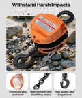 Hand Chain Hoist 1100 Lb Capacity Half Ton With 10 Ft Lift Galvanized G80 Chain Heavy Duty Pulley Hoist For Garage on rocky ground