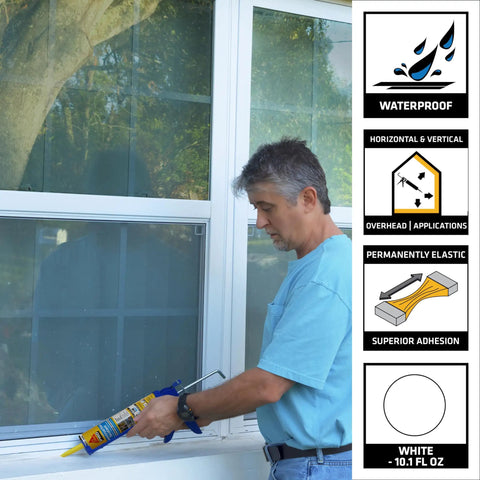 White All Purpose Polyurethane Sealant For Joints Half Inch Or Smaller Weatherproof High Elasticity Paintable Caulk For Masonry Wood Brickwork Strong Adhesion For Indoor And Outdoor Projects