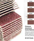80 Grit Aluminum Oxide Flap Wheel Close-Up, Part of 50 Pack 1 Inch Flap Wheel Sander Set, for Drill and Metalworking Projects.