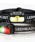 Two-Pack Rechargeable LED Headlamp with 1300 Lumen Ultra-Bright White Beam Plus Red and Green Beams, Waterproof Headlight display