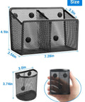 Magnetic Pen Holder With Heavy Duty Magnets Metal Pen Cup And Marker Storage Organizer for whiteboards and desks, shown with dimensions