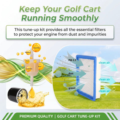 Fresh Golf Cart Tune Up Kit For Club Car Ds Gas Carts With Fe290 Fe350 Engines Includes Replacement air and oil filters shown.