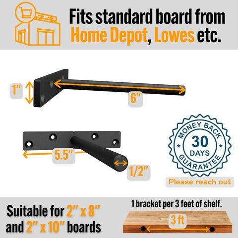 Heavy Duty Floating Shelf Brackets 6 Inch Mantel Mounts Built To Last That Hold Up To 125 Lbs dimensions and compatibility guide