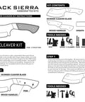 Do It Yourself Cleaver Knife Building Kit With Satin Stainless 8Cr14MoV Blade diagram and assembly instructions, parts labeled