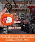 Portable Mini Manual Chain Hoist Quarter Ton 550 Lbs Capacity, 10 Ft Lift, in automotive garage hoisting engine