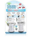 The Real Deal Drain Protector And Hair Catcher Combo For Bathtubs And Sinks Chrome Finish, includes strainer and tub stopper, packaging view.
