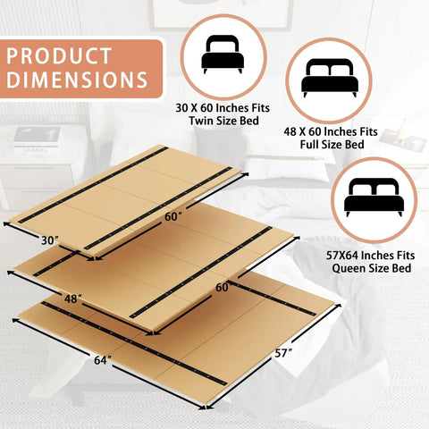 Foldable Twin Bunkie Board And Low Profile Box Spring Keep Your Mattress Firm With This Rock Solid Support Frame dimensions displayed