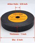 Nylon Fiber Deburring Wheel For Bench Grinder, Silicon Carbide Abrasive Polishing Wheel, 6 Inch Diameter By 1 Inch Thick With Five Eighths Inch Arbor, 180 Grit, Fits Most Grinders For Buffing Metal Stone Wood And Jewelry.